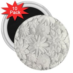 Damask, Desenho, Flowers, Gris 3  Magnets (10 Pack)  by nateshop