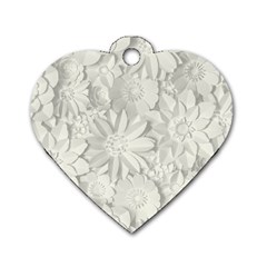 Damask, Desenho, Flowers, Gris Dog Tag Heart (one Side) by nateshop