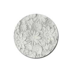 Damask, Desenho, Flowers, Gris Rubber Coaster (round) by nateshop