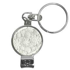 Damask, Desenho, Flowers, Gris Nail Clippers Key Chain