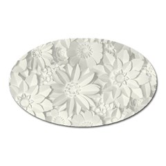 Damask, Desenho, Flowers, Gris Oval Magnet by nateshop