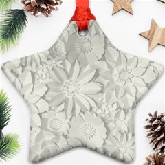 Damask, Desenho, Flowers, Gris Star Ornament (two Sides) by nateshop