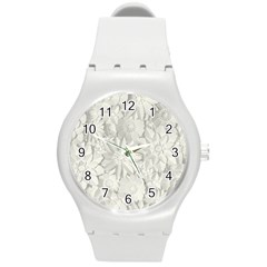 Damask, Desenho, Flowers, Gris Round Plastic Sport Watch (m) by nateshop