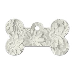 Damask, Desenho, Flowers, Gris Dog Tag Bone (one Side) by nateshop