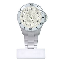 Damask, Desenho, Flowers, Gris Plastic Nurses Watch by nateshop