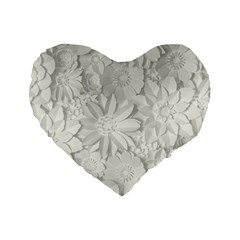 Damask, Desenho, Flowers, Gris Standard 16  Premium Flano Heart Shape Cushions by nateshop