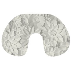 Damask, Desenho, Flowers, Gris Travel Neck Pillow by nateshop