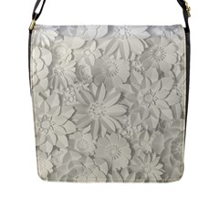 Damask, Desenho, Flowers, Gris Flap Closure Messenger Bag (l)