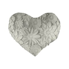 Damask, Desenho, Flowers, Gris Standard 16  Premium Heart Shape Cushions by nateshop