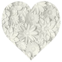 Damask, Desenho, Flowers, Gris Wooden Puzzle Heart by nateshop