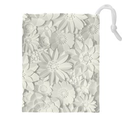 Damask, Desenho, Flowers, Gris Drawstring Pouch (4xl) by nateshop