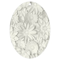 Damask, Desenho, Flowers, Gris Uv Print Acrylic Ornament Oval