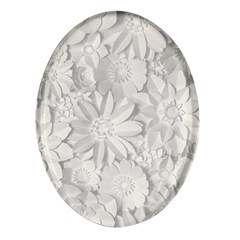 Damask, Desenho, Flowers, Gris Oval Glass Fridge Magnet (4 Pack) by nateshop