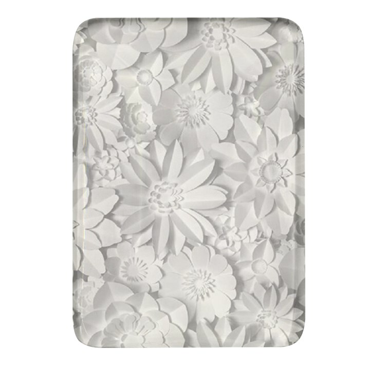 Damask, Desenho, Flowers, Gris Rectangular Glass Fridge Magnet (4 pack)