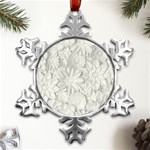 Damask, Desenho, Flowers, Gris Metal Small Snowflake Ornament Front