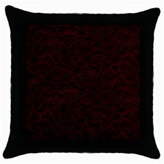 Dark Red Floral Lace, Dark Red, Flowers, Pattern, Romance Throw Pillow Case (Black)