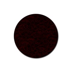 Dark Red Floral Lace, Dark Red, Flowers, Pattern, Romance Rubber Coaster (round) by nateshop