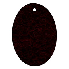 Dark Red Floral Lace, Dark Red, Flowers, Pattern, Romance Oval Ornament (two Sides)