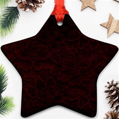 Dark Red Floral Lace, Dark Red, Flowers, Pattern, Romance Star Ornament (two Sides) by nateshop