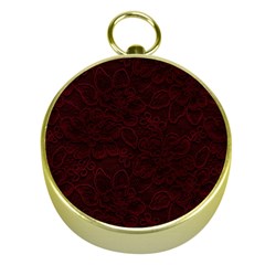 Dark Red Floral Lace, Dark Red, Flowers, Pattern, Romance Gold Compasses