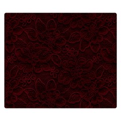 Dark Red Floral Lace, Dark Red, Flowers, Pattern, Romance Two Sides Premium Plush Fleece Blanket (Small)