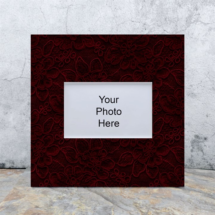 Dark Red Floral Lace, Dark Red, Flowers, Pattern, Romance White Box Photo Frame 4  x 6 