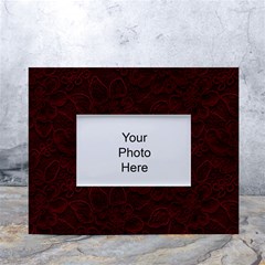 Dark Red Floral Lace, Dark Red, Flowers, Pattern, Romance White Tabletop Photo Frame 4 x6  by nateshop