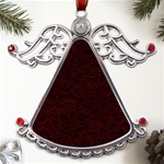 Dark Red Floral Lace, Dark Red, Flowers, Pattern, Romance Metal Angel with Crystal Ornament Front