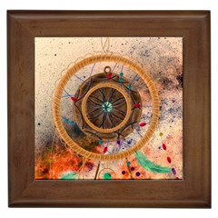 Dreamcatcher, Abstract, Colorful, Colors, Dream, Golden, Vintage Framed Tile by nateshop