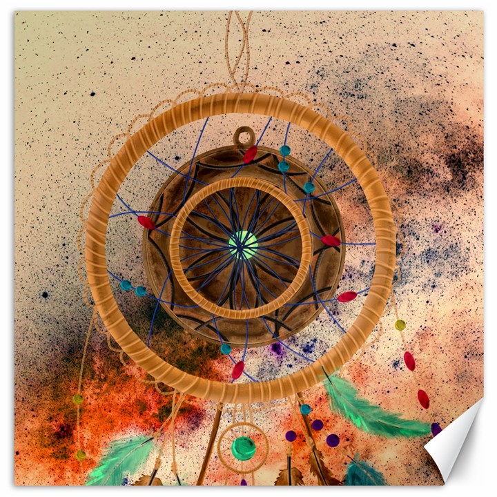 Dreamcatcher, Abstract, Colorful, Colors, Dream, Golden, Vintage Canvas 16  x 16 