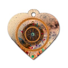 Dreamcatcher, Abstract, Colorful, Colors, Dream, Golden, Vintage Dog Tag Heart (one Side) by nateshop