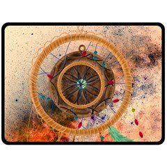 Dreamcatcher, Abstract, Colorful, Colors, Dream, Golden, Vintage Fleece Blanket (large) by nateshop