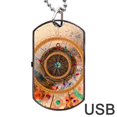 Dreamcatcher, Abstract, Colorful, Colors, Dream, Golden, Vintage Dog Tag Usb Flash (one Side) by nateshop