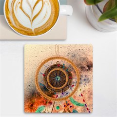 Dreamcatcher, Abstract, Colorful, Colors, Dream, Golden, Vintage Uv Print Square Tile Coaster  by nateshop