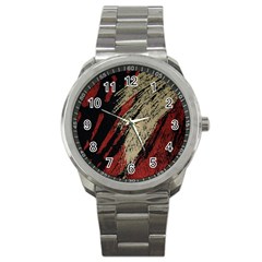 Fabric, Texture, Colorful, Spots Sport Metal Watch