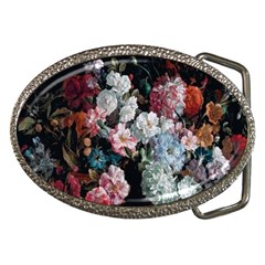 Floral Pattern, Red, Floral Print, E, Dark, Flowers Belt Buckles by nateshop