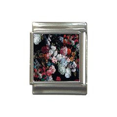 Floral Pattern, Red, Floral Print, E, Dark, Flowers Italian Charm (13mm) by nateshop