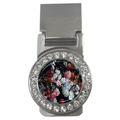 Floral Pattern, Red, Floral Print, E, Dark, Flowers Money Clips (cz)  by nateshop