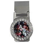 Floral Pattern, Red, Floral Print, E, Dark, Flowers Money Clips (CZ)  Front