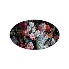 Floral Pattern, Red, Floral Print, E, Dark, Flowers Sticker (oval) by nateshop