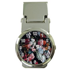 Floral Pattern, Red, Floral Print, E, Dark, Flowers Money Clip Watches by nateshop