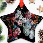 Floral Pattern, Red, Floral Print, E, Dark, Flowers Star Ornament (Two Sides) Front