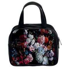 Floral Pattern, Red, Floral Print, E, Dark, Flowers Classic Handbag (two Sides) by nateshop