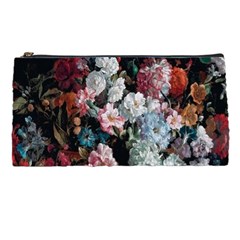 Floral Pattern, Red, Floral Print, E, Dark, Flowers Pencil Case by nateshop