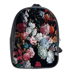 Floral Pattern, Red, Floral Print, E, Dark, Flowers School Bag (large) by nateshop