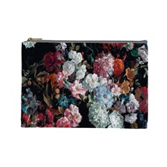 Floral Pattern, Red, Floral Print, E, Dark, Flowers Cosmetic Bag (large) by nateshop