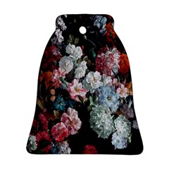 Floral Pattern, Red, Floral Print, E, Dark, Flowers Bell Ornament (two Sides) by nateshop