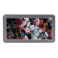 Floral Pattern, Red, Floral Print, E, Dark, Flowers Memory Card Reader (mini) by nateshop