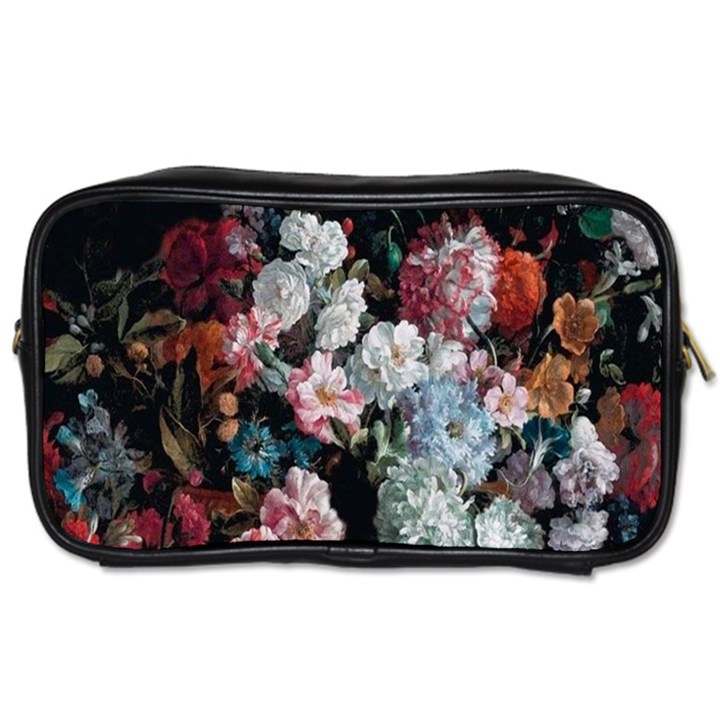 Floral Pattern, Red, Floral Print, E, Dark, Flowers Toiletries Bag (Two Sides)