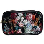 Floral Pattern, Red, Floral Print, E, Dark, Flowers Toiletries Bag (Two Sides) Back